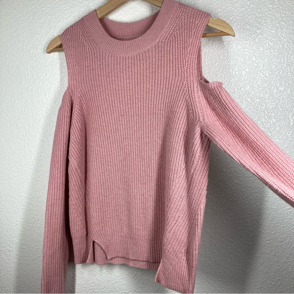 Lucky Brand Cold Shoulder Pullover Wool Sweater XS pink Boho - Picture 4 of 16